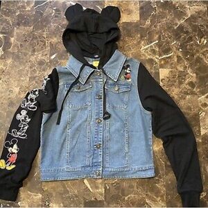 Disney like new Mickey Mouse hoodie jean jacket size large youth